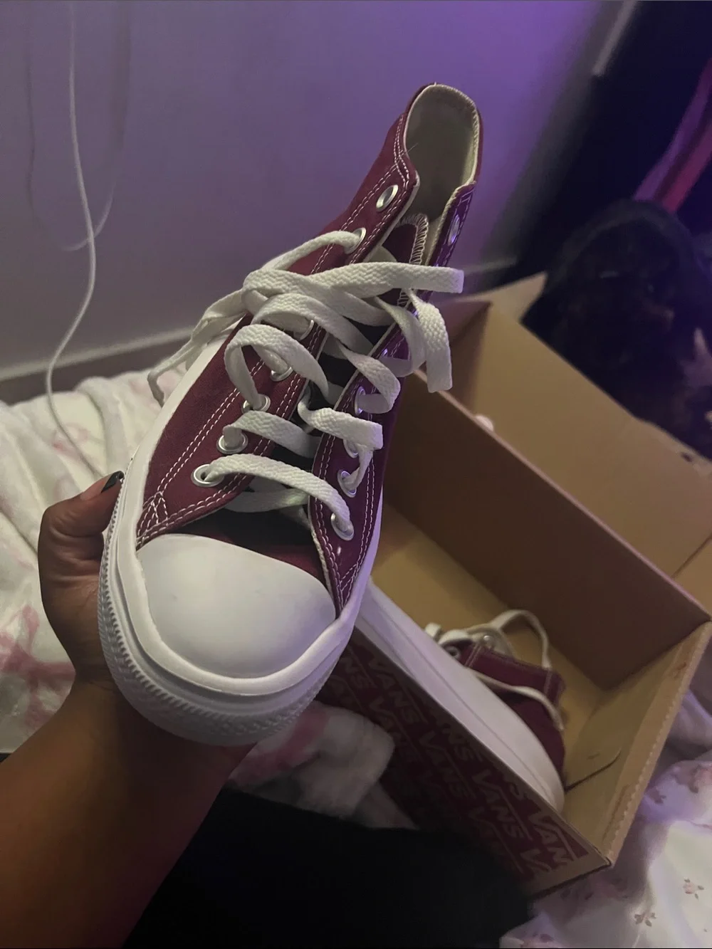 Converse Platform High Top Sneakers - Maroon and White